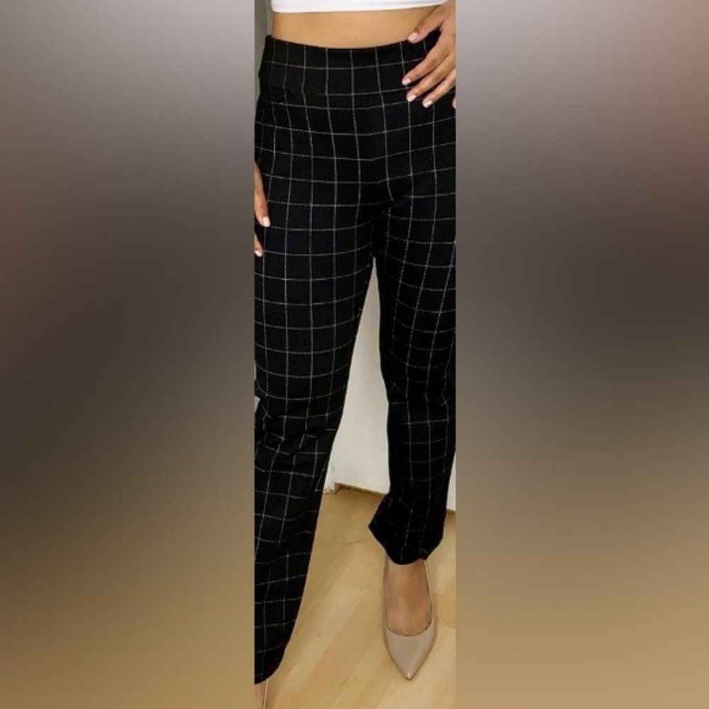 (Excellent) Charter Club Cambridge Slim black checkered pants - 4P PETITE